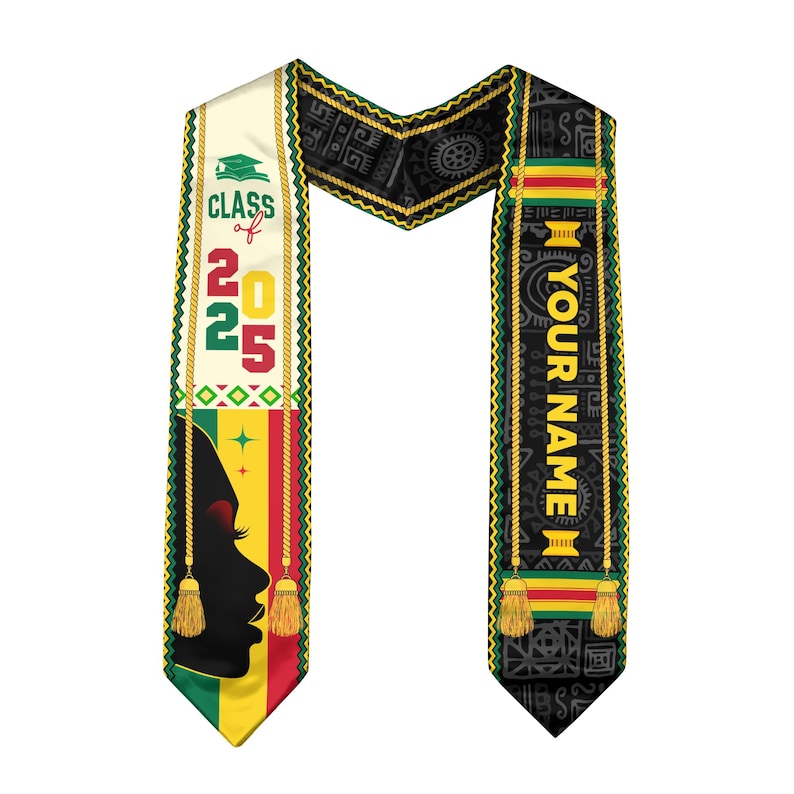 Custom African American Flag Graduation Sash 2025, African Graduation Sash, African Graduation Stole Class Of 2025, African Graduation Gifts