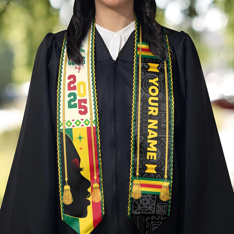 Custom African American Flag Graduation Sash 2025, African Graduation Sash, African Graduation Stole Class Of 2025, African Graduation Gifts
