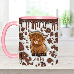 Just A Girl Who Loves Highland Cow Personalized Accent Mug, Personalized Highland Cow Coffee Mug, Cute Highland Cow Mug, Custom Gifts 2025