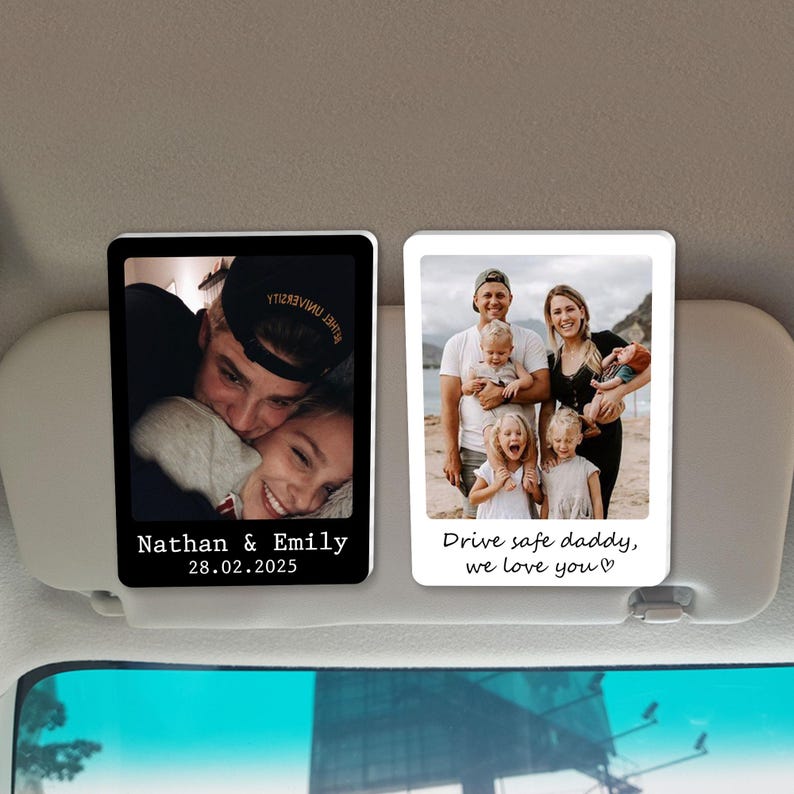 Personalized Valentine Day Gift For Him, Custom Photo Couples Car Visor Clip, Besties Gift, Custom Best Friend Sun Visor Clip With Picture