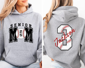 Senior Baseball Mom Sweatshirt, Personalized Baseball Gift for Mom, Custom Senior Baseball Mom Hoodie,Baseball Mom Sweater,Baseball Mom Gift