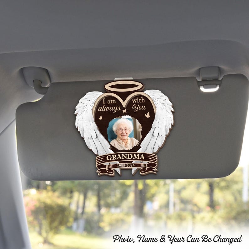 Custom Photo I Am Always With You Memorial, Sun Visor Clip Picture, Personalized Photo Car Decoration, Memorial Visor Clip, Gift For Women