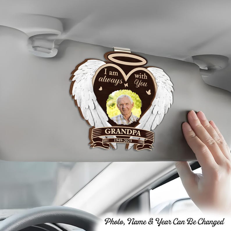 Custom Photo I Am Always With You Memorial, Sun Visor Clip Picture, Personalized Photo Car Decoration, Memorial Visor Clip, Gift For Women