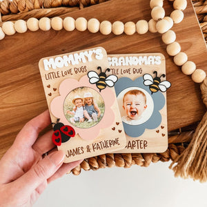 Fridge Photo Magnet, Custom Photo Frame Magnet, Love Bug Magnet, Mom Photo Magnet, Grandma Photo Magnet, Mother's Day Gift, Mom Gift