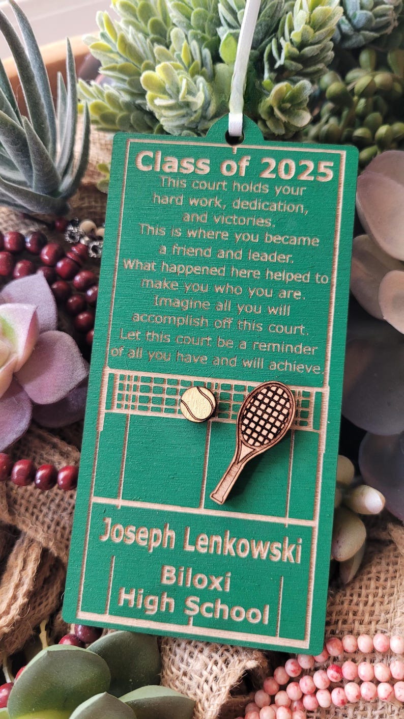 Tennis Senior Night Gift + Banquet Bouquet Tag + Homecoming Event + Christmas Ornament + Coach Mom Goodie Bag Present + Keepsake