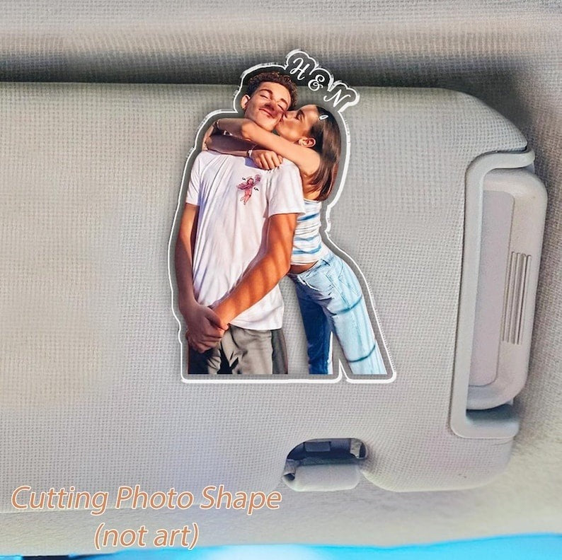 Valentines Gift For Him, Drive Safe Photo Visor Clip, Faceless Portrait Visor, Gift For Boyfriend, Drive Safe Sun Visor Picture Clip