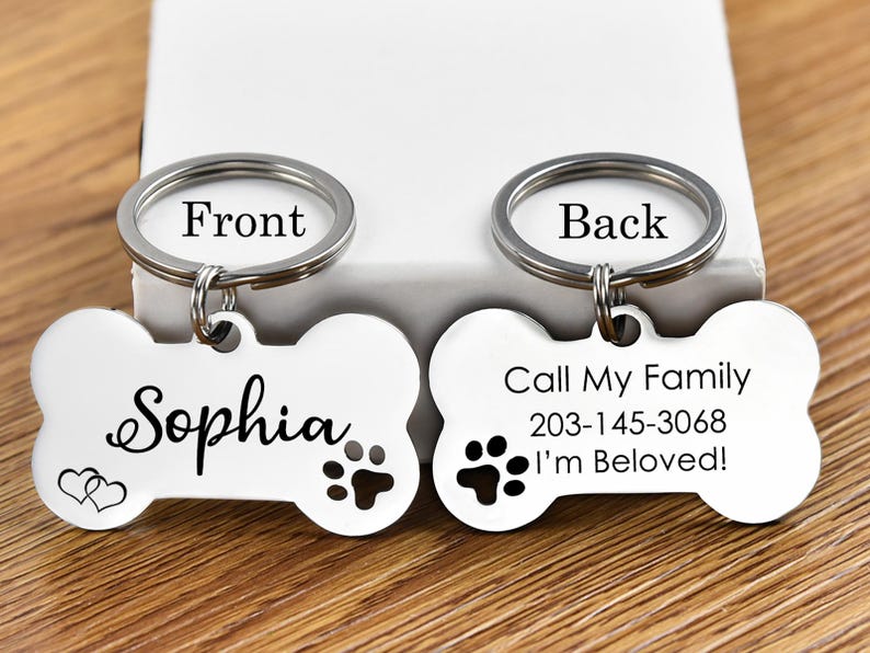 Stainless Steel Dog Tag, Bone Shape, Dog Collar Tag, Personalized Cat Tag, Cat ID Tag, Dog ID Tag, Outdoor Dog Name Tag, Engraved Pet Tag,