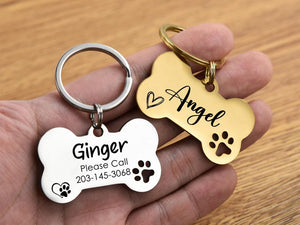 Stainless Steel Dog Tag, Bone Shape, Dog Collar Tag, Personalized Cat Tag, Cat ID Tag, Dog ID Tag, Outdoor Dog Name Tag, Engraved Pet Tag,