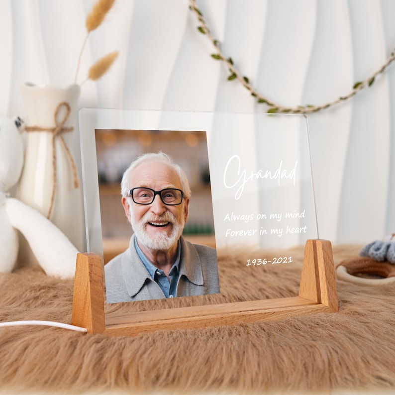 Personalized Picture Frame Memorial Nightlight,Table Lamp In Loving Memory Stand,Condolence Remembrance Loss Sympathy Gift,Passed Away Gift