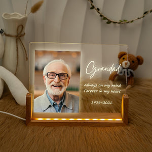 Personalized Memorial Photo LED Light, Grandpa Remembrance Gift, Sympathy Loss Gift, Forever in Our Hearts Keepsake