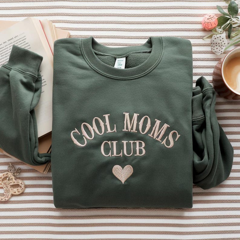 Embroidered Cool Moms Club Sweatshirt, Embroidered Cool Mom Sweatshirt, Embroidered Crewneck, Mother S Day Gift, Gifts For Mom, Mom Gifts