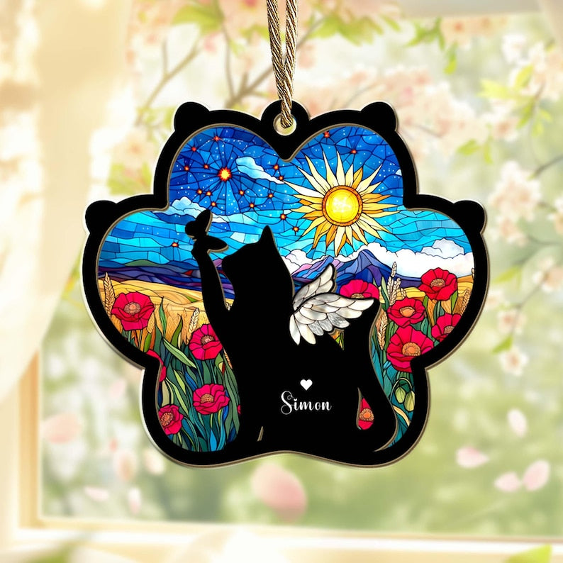 Custom Cat Loss Suncatcher, Custom Pet Memorial Gift, Pet Loss Sympathy Gift, Cat Lover Gift, Pet Remembrance Gift, Window Hanging