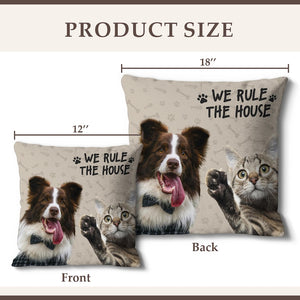 Custom Dog Photo Pillow - My House, My Rules Personalized Pet Cushion - Funny and Unique Gift for Dog Lovers - Cat Family Favorite Pillow