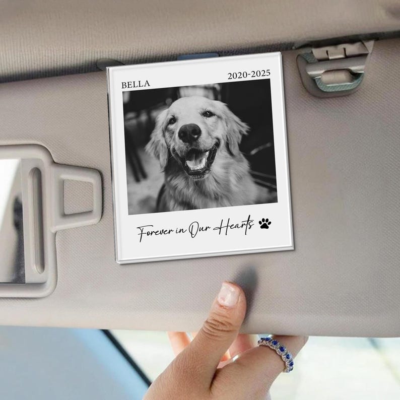 Custom Dog Photo Memorial Visor Clip, Pet Photo Sun Visor Clip, Dog Lover Sympathy Gifts, Loss Of Pet Keepsake, Gift For Dad Dog, Pet Lover