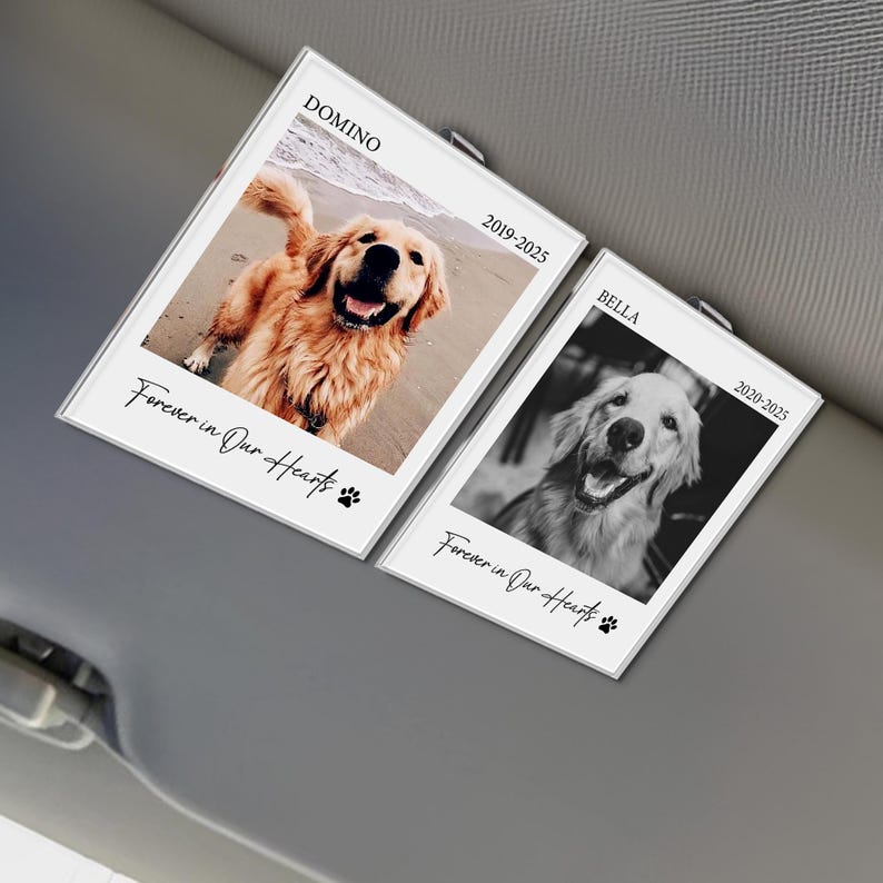 Custom Dog Photo Memorial Visor Clip, Pet Photo Sun Visor Clip, Dog Lover Sympathy Gifts, Loss Of Pet Keepsake, Gift For Dad Dog, Pet Lover