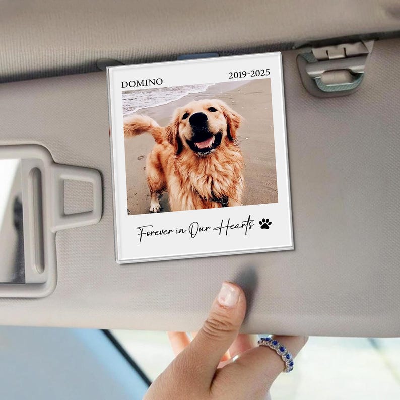 Custom Dog Photo Memorial Visor Clip, Pet Photo Sun Visor Clip, Dog Lover Sympathy Gifts, Loss Of Pet Keepsake, Gift For Dad Dog, Pet Lover