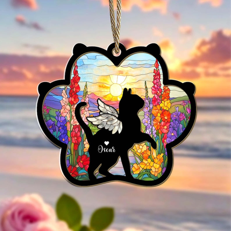 Custom Cat Loss Suncatcher, Custom Pet Memorial Gift, Pet Loss Sympathy Gift, Cat Lover Gift, Pet Remembrance Gift, Window Hanging
