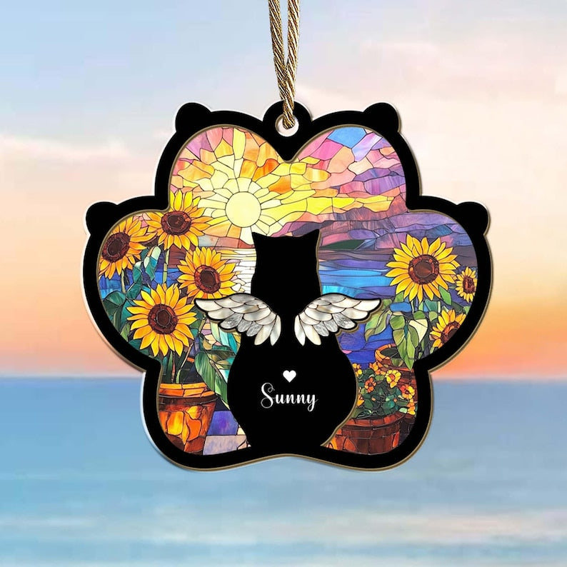 Custom Cat Loss Suncatcher, Custom Pet Memorial Gift, Pet Loss Sympathy Gift, Cat Lover Gift, Pet Remembrance Gift, Window Hanging