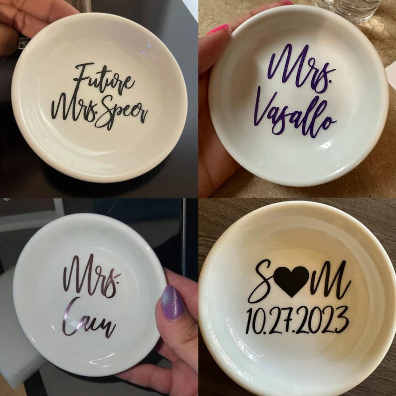 Personalized Mrs Ring Dish | Engagement Ring Dish Personalized Ring Dish Gift for Bride Ring Holder Custom Trinket Dish Engaged Jewelry Dish
