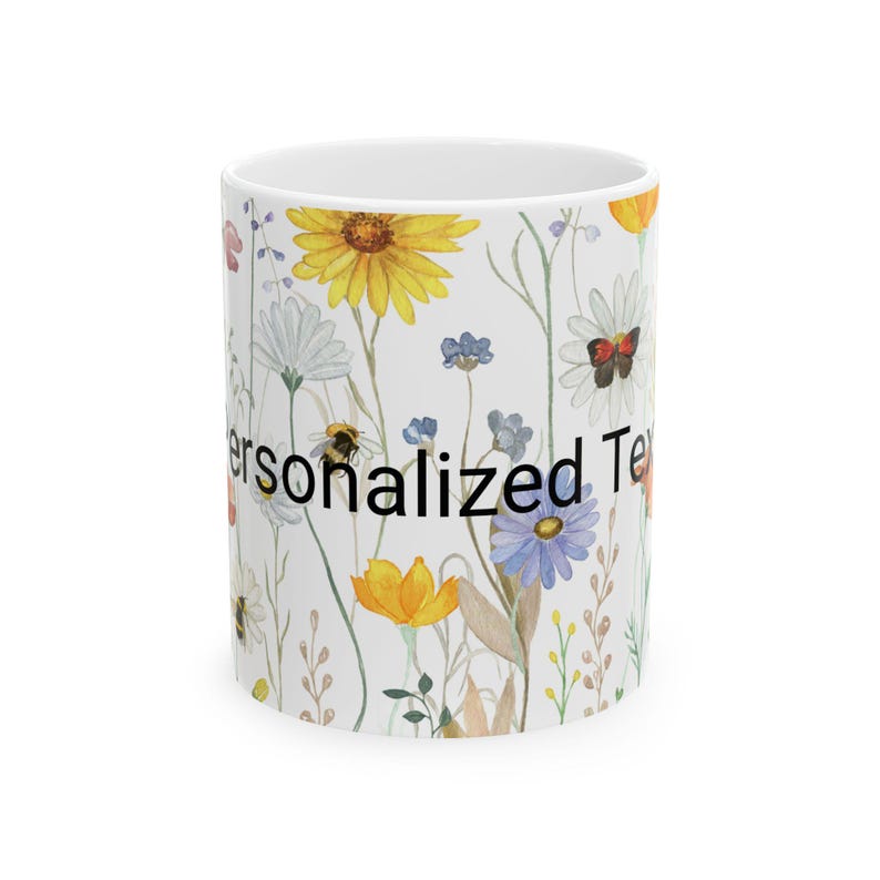 Wildflower Ceramic Mug - Floral Coffee Cup, Botanical Tea Gift for Mom, Mother's Day, Birthday 30th to 80th