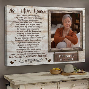 Personalized Photo Memorial Canvas, Memorial Gifts, Sympathy Gifts For Loss | As I Sit In Heaven | In Memory of Loved One Gifts Dem Canvas