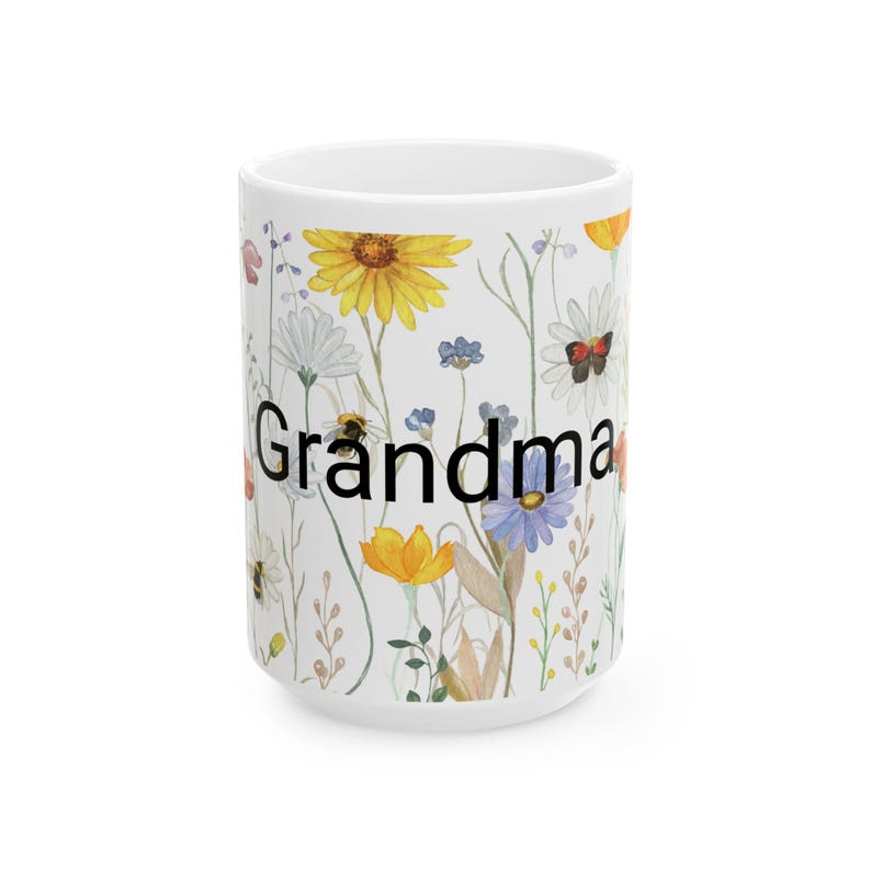 Wildflower Ceramic Mug - Floral Coffee Cup, Botanical Tea Gift for Mom, Mother's Day, Birthday 30th to 80th