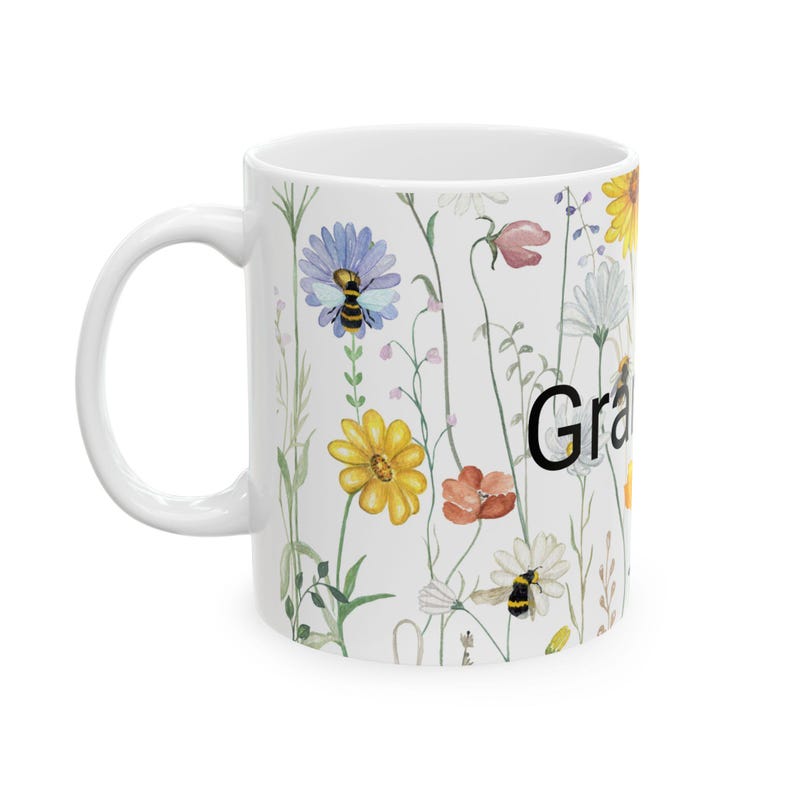 Wildflower Ceramic Mug - Floral Coffee Cup, Botanical Tea Gift for Mom, Mother's Day, Birthday 30th to 80th