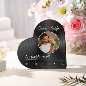 Personalized Photo & Song Fridge Magnet, Custom Music Refrigerator Magnet, Play Whole Song Music Heart Ornament, Anniversary Gifts for Him