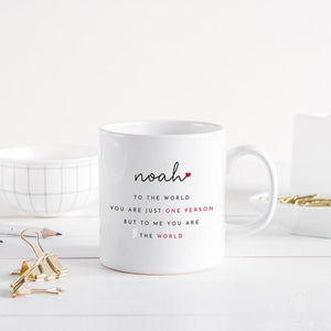 Personalised Valentine's Day Mug or Coaster Gift for Boyfriend Girlfriend Wife Husband Custom Name To Me You Are The World Romantic Present