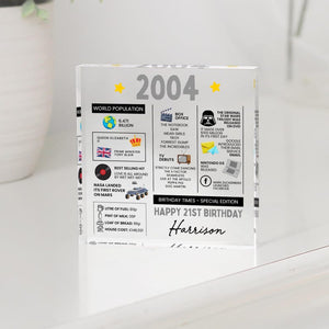 Personalised 21st Birthday Gift Plaque, Fun Facts Birthday Gift, Funny Birthday Gifts, 21st Gifts, Born in 2004 Gift, Gifts for Her Him