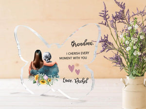 Custom plaque for Grandma,Grandmother and granddaughter plaque,Butterfly Acrylic Plaque,gift for grandma,Nana Birthday Gift,Present for Mimi