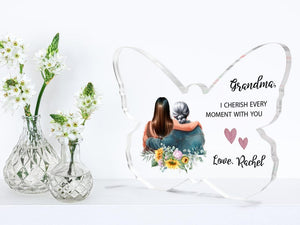 Custom plaque for Grandma,Grandmother and granddaughter plaque,Butterfly Acrylic Plaque,gift for grandma,Nana Birthday Gift,Present for Mimi