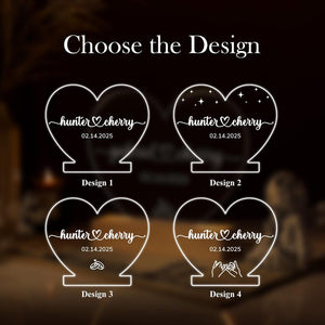 Custom Night Light as Valentines Day Gift, Heart Shape Personalized Night Light, Anniversary Gifts for Him or Her, Romantic Engagement Gift