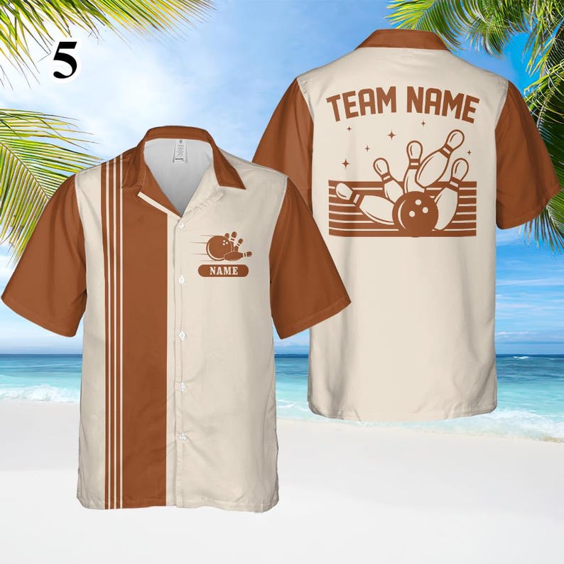Personalized Retro Bowling Hawaiian Shirt, Custom Name Button Down Shirt, Matching Bowling Team Shirt, Bowling Lover Gift, Bowler Gift Shirt