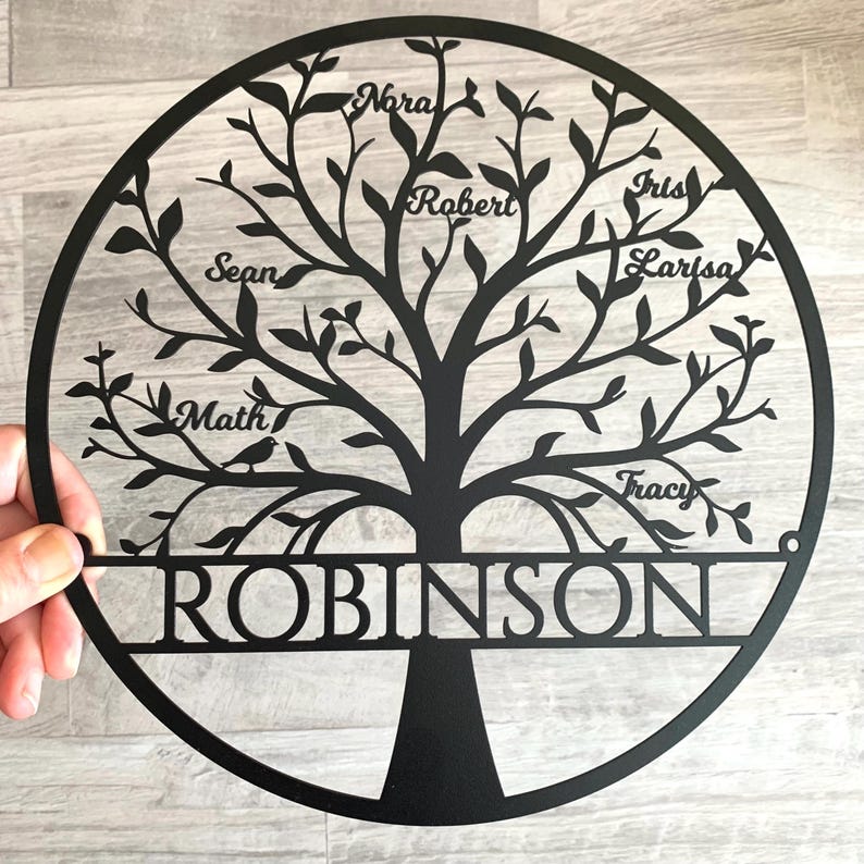 Tree of Life Metal Sign with Last Name and Personalized Names, Home Decoration, Family Tree Wall Art, Family Gifts, Personalized Family Tree