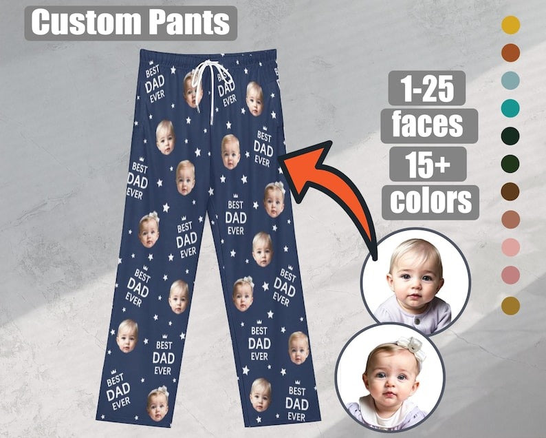 Custom Face Pajama pants,Best dad ever,Gift for dad/mom,Custom Pajamas pants,best mom ever,Birthday Day gift,Unisex pants,dog/kid face pants