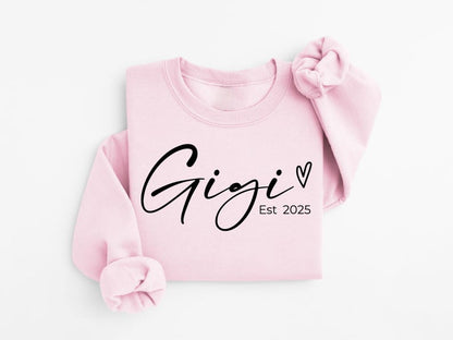 Personalized Gigi Est Sweatshirt, Mothers Day Gift, Grandma Sweatshirt, Gift for Grandmother, Nana Sweatshirt, Grammy Mimi Nonny Mommy Shirt