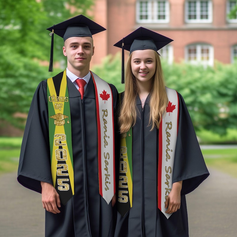 Custom Flag graduation Stole,Custom Graduate Sash with Name,Custom Gifts for Grad,Custom Class of 2025 Graduation Gift,Custom Mixed Two Flag