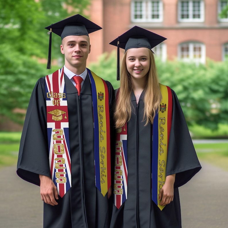 Custom Flag graduation Stole,Custom Graduate Sash with Name,Custom Gifts for Grad,Custom Class of 2025 Graduation Gift,Custom Mixed Two Flag