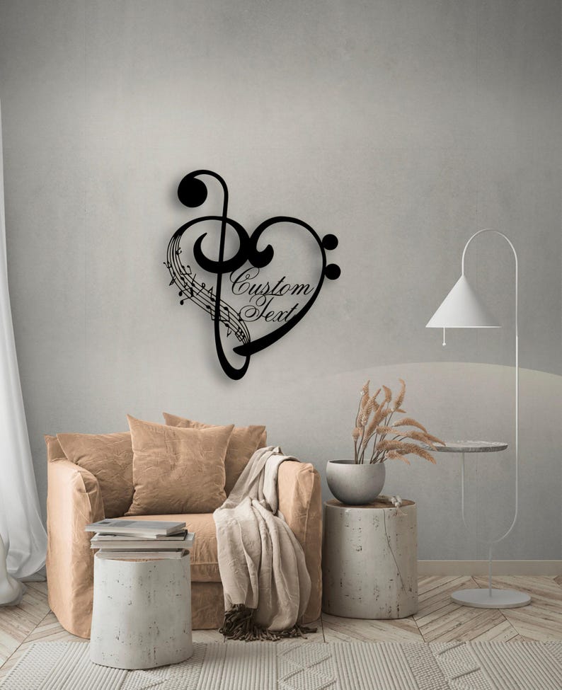 Custom Music Wall Art Metal Decor Personalized Music Notes Gift For Home, Music Notes and Heart Musician Gift for Studio , Music Room Accent