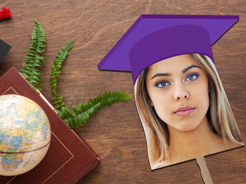 Graduation Face on a Stick, Big head on a stick, face fan decorations, Graduation Party Favors, Bachelorette and Birthday
