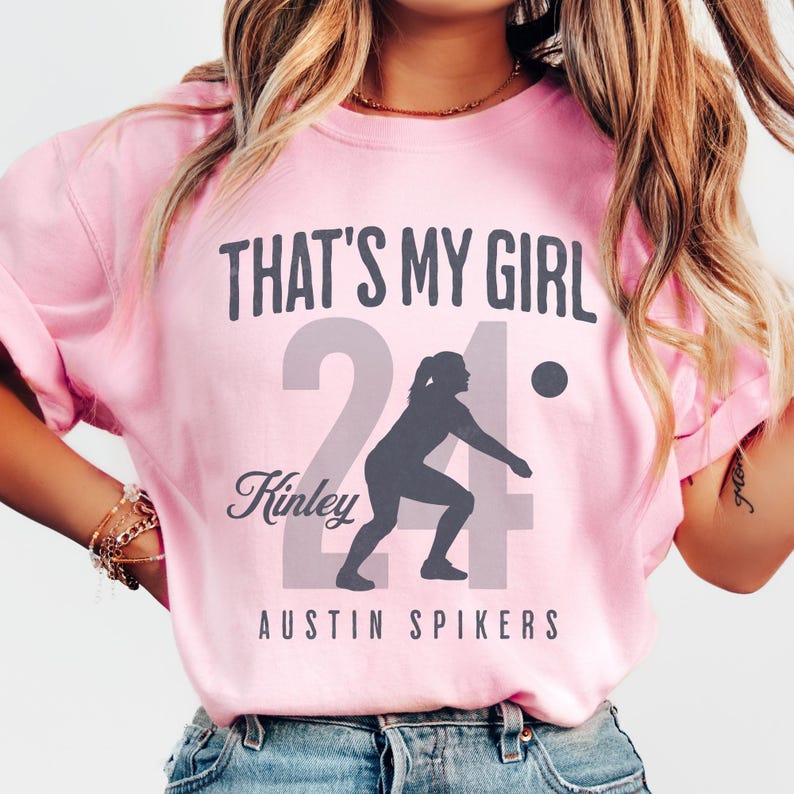 Custom That's My Girl Volleyball Mom Dad Shirt, Personalized Name Gift for Volleyball Mom Dad Grandma Mimi Nanna Grandpa