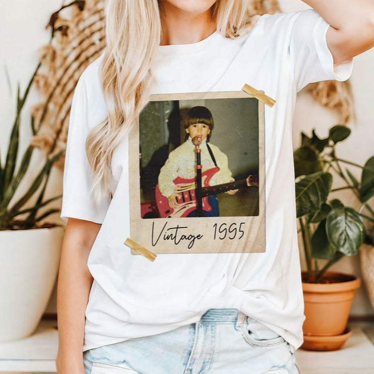 Custom Vintage Photo And Year, Custom Shirt With Picture Personalized 30th Birthday Gift Vintage 30th Birthday Party Vintage Est 1995 Shirt
