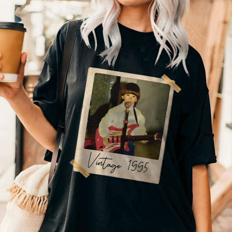 Custom Vintage Photo And Year, Custom Shirt With Picture Personalized 30th Birthday Gift Vintage 30th Birthday Party Vintage Est 1995 Shirt
