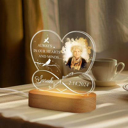 Custom Photo Memorial Night Light Gift Dad Remembrance In Loving Memory Stand, Mom Loss LED Light Memorial Picture Gift, Loss of Father Gift