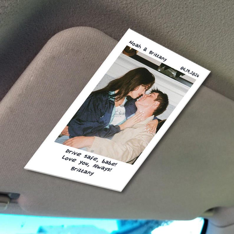 Custom Photo Car Visor Clip, Valentines Day Gift for Him, Couple Gift, Drive Safe Gift for Boyfriend Husband, Drive Safe Car Visor Clip