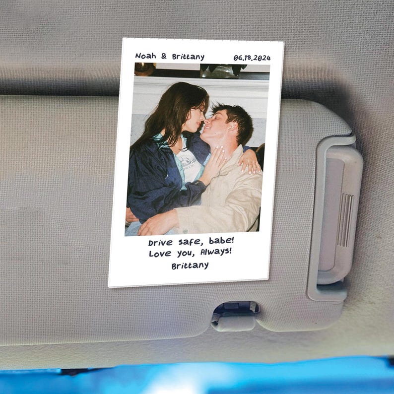 Custom Photo Car Visor Clip, Personalized Gift for Boyfriend, gift For Him Couple Gift, Drive Safe Gift for Boyfriend Husband, Drive Safe Car Visor Clip