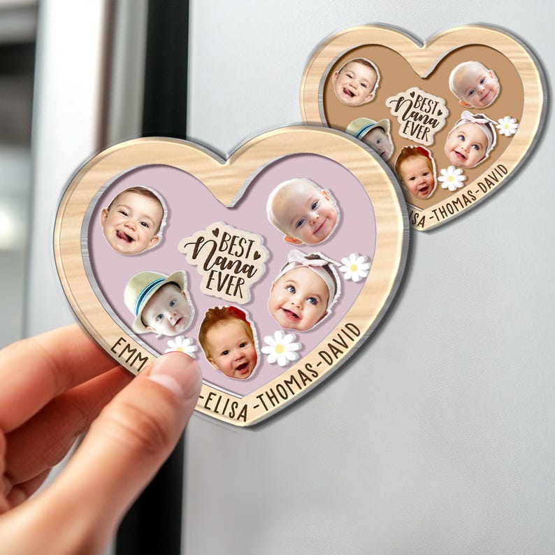 Personalized Mother's Day Gift For Nana, Custom Baby Face With Name Magnet, Best Nana Ever Magnet, Gift For Grandma, Gift From Grandkids