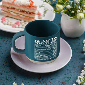 Personalized Auntie Nutrition Facts Printed Pottery Mug, Aunt Mug, Gifts for Auntie, New Aunt Gifts, Pregnancy Announcement Cup, Baby Reveal