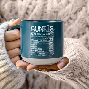 Personalized Auntie Nutrition Facts Printed Pottery Mug, Aunt Mug, Gifts for Auntie, New Aunt Gifts, Pregnancy Announcement Cup, Baby Reveal